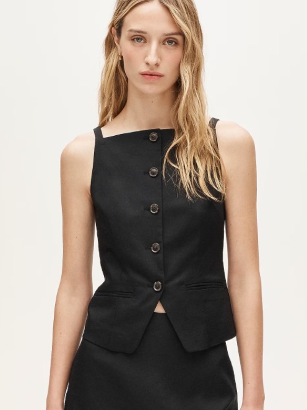 J crew Button-up cutaway tank top in Gramercy linen blend